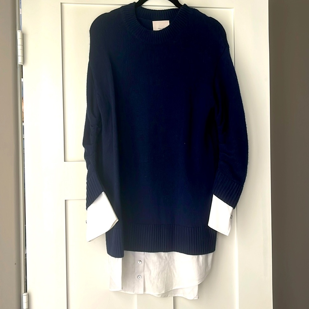 Cinq a sept navy blue preppy sweater midi dress in XS
